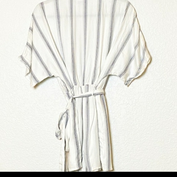 Lulus | White Gray Stripe Climb Aboard Tie Romper - Picture 3 of 6